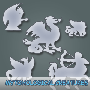 Vector Mythological Monster Creatures, Dragons and Demons
